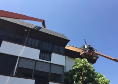 Removing shingles from a 3 story building